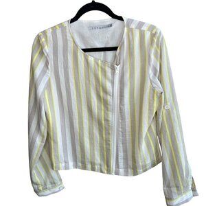 209 WST New York Striped Linen Blend Side Zip Lightweight Jacket Size 6